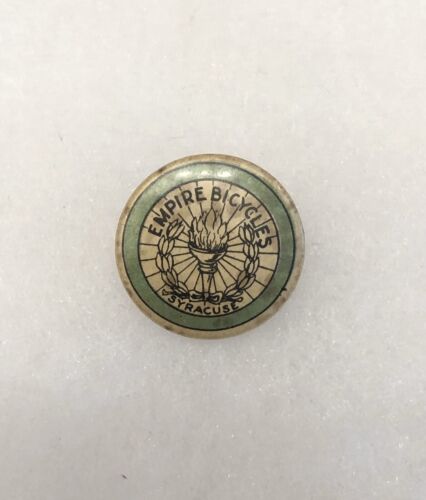 Antique 1890s 1900s Bicycle Stud Celluloid Button Pin EMPIRE BICYCLES Syracuse - Picture 1 of 5