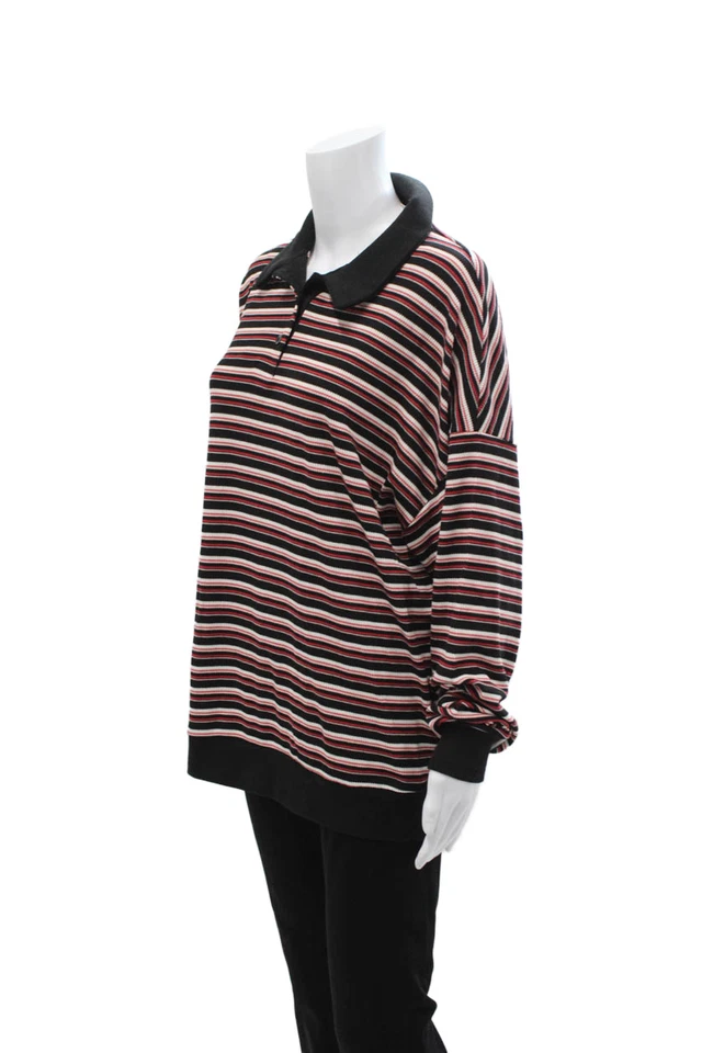 Polo Lioness Para Hombre Negro Rayas Cuello Manga Larga Años 90 Talla S Foto 2 de 4