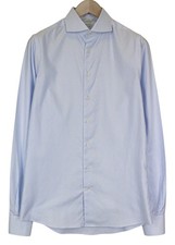 SUITSUPPLY Men's Formal Shirt 39L/15 1/2L Extra Slim Blue Striped Long Sleeve