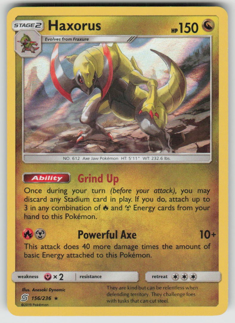 Haxorus 156/236 Holo Rare Unified Minds Pokemon Lightly Played
