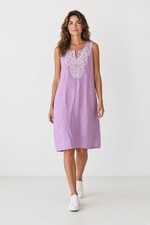 Talbots Dress Women’s 8P Lavender Purple  Linen Lace Sleeveless Lined 