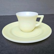 Vintage Hazel Atlas Little Hostess Cup and Plate Pastel Yellow Childs Tea Set