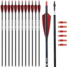 30" Carbon Arrows Archery Target Practice Hunting with 4" Black Red 