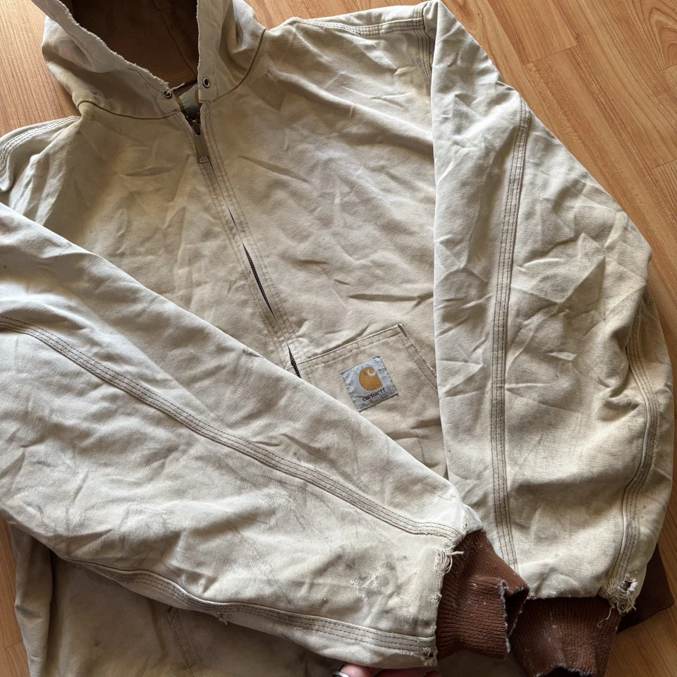 Chaqueta Carhartt con Capucha Súper Desteñida Pintada y Envejecida Años 90 De Colección ¡Talla M! Foto 2 de 4