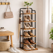 Shoe Rack 6 Tier Vertical Slim Storage Shelf Entryway Industrial Space Saving