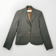 Garfield  Marks Womens Blazer Size 4 Olive Pinstripe USA Made 1013