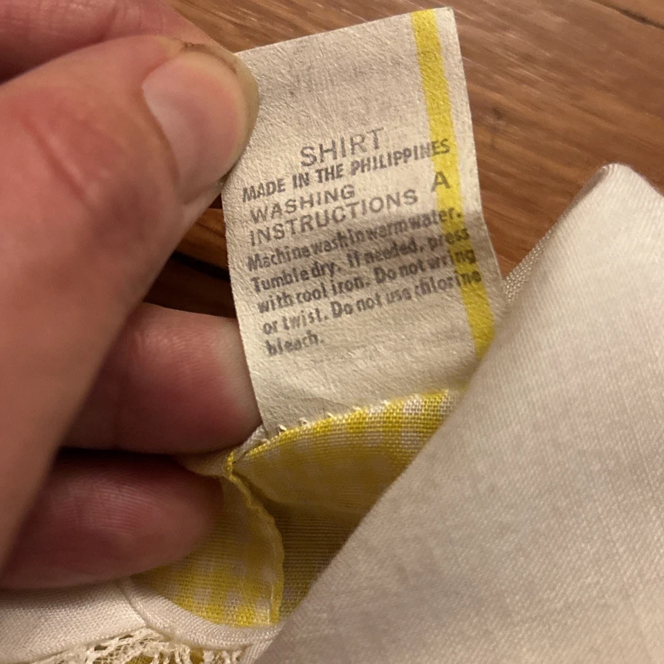 Vestido/Camisa Vintage Bebé Niña Nacimiento-3 Mos Amarillo Blanco Encaje Bordado Patos Foto 4 de 4