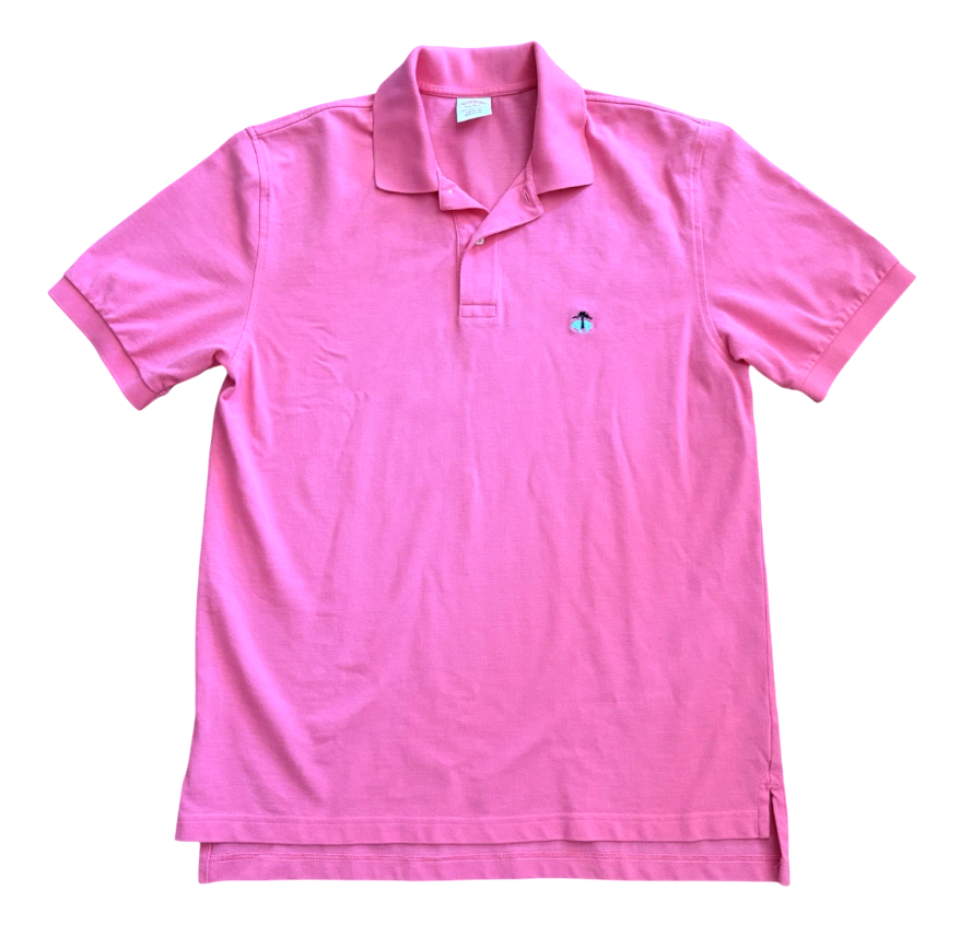 BROOKS BROTHERS Pink Performance Polo Shirt ORIGINAL FIT Mesh Knit GOLF sz L