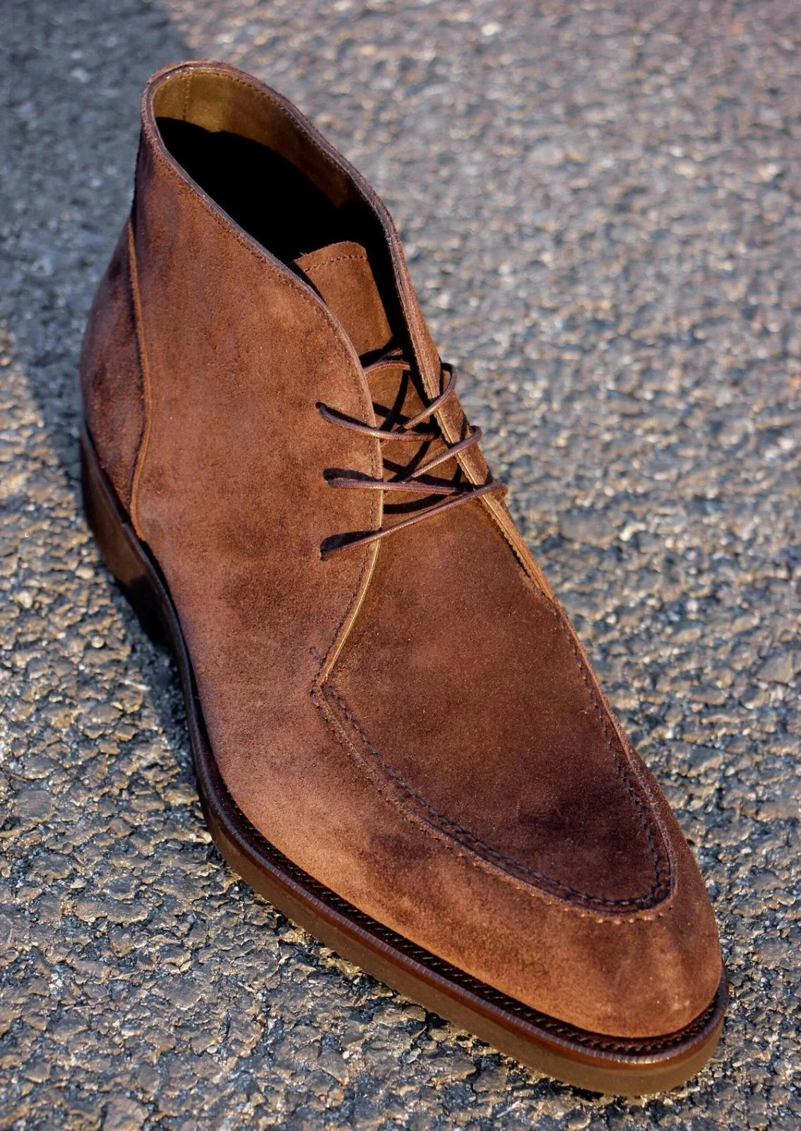 Handcrafted Brown suede leather Boots high Ankle Laceup Leather Formal Boots