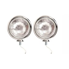 Chrome Vintage Style Clear Lens Fog Light 12 Volt 35 Watt Sold As Pair