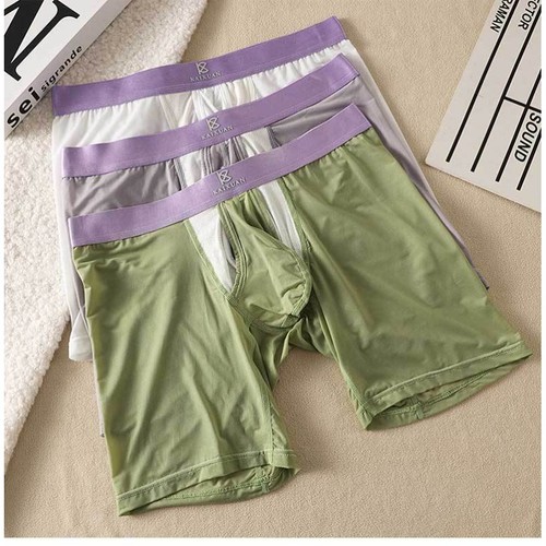 Breathable Ice Silk Men's Boxer Briefs Lightweight Summer Side Opening Underwear - Picture 3 of 24