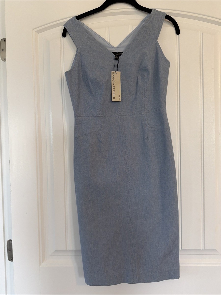 Banana Republic Blue Sleeveless Sheath Dress Women's Size 2P | eBay