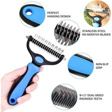 2side Dog Brush for Shedding Dematting Pet Grooming Cat Hair Undercoat Rake Comb