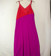 Lulus Dress sz S red purple Color block Spaghetti Strap Semi-Sheer maxi Beach