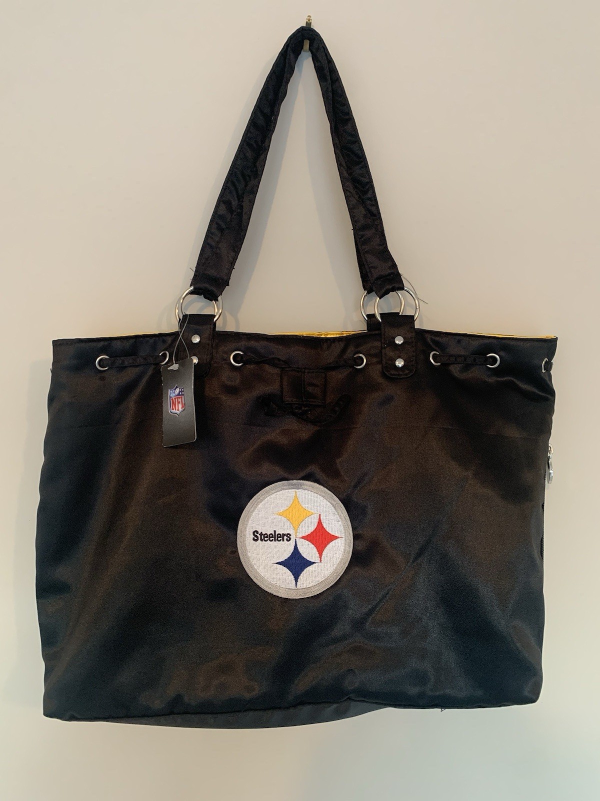 NWT pittsburgh steelers Tote Bag Football NFL Fan Embroidered Logo Back Purse