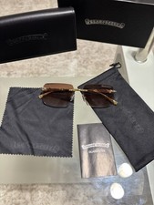 Chrome Hearts Women s Rimless Sunglasses Gold Metal Frame Brown Tinted w/ Case