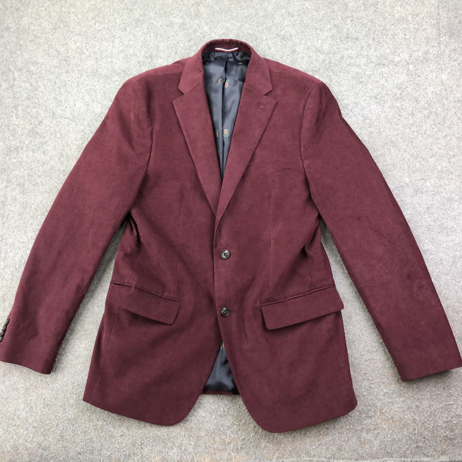 Tommy Hilfiger Blazer Mens 40L Red Corduroy Cotton Spandex Sport Coat Jacket