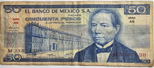 Mexico 1973 50 Pesos Banknote P# 65a Series AS free shipping