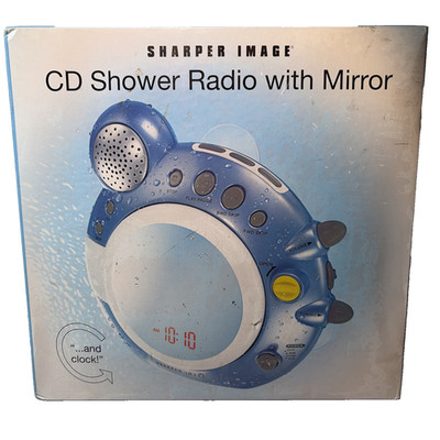 Sharper Image CD shower Radio w/ Mirror & Clock - New & Sealed! NIB 2007 GT909