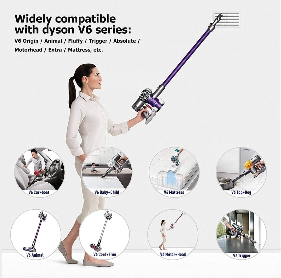 6000mAh V6 Battery Replacement for Dyson V6 Vacuum Cleaners