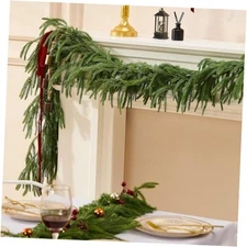 Faux Norfolk Pine Christmas Garland – Real Touch Greenery Artificial 6FT-2Pack