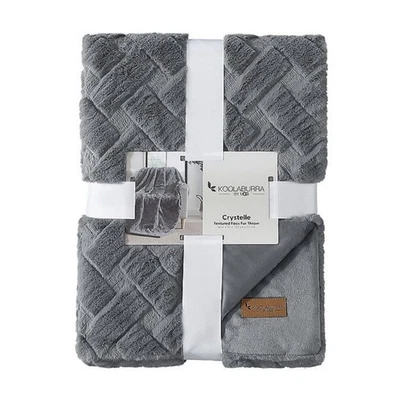 Koolaburra by UGG Crystelle Faux Fur Throw 50" x 70" Wild Dove Oeko Tex Blanket