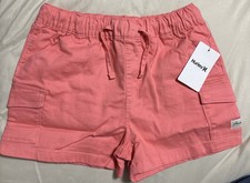 Hurley Girls Sunset Coral Cargo Shorts Elastic Waist Size Large