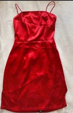 Red Satin oriental Style Dress Small Pretty Little Thing BNWT