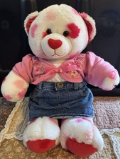 Build a Bear Plush White Red Pink Hearts Bear 15 Red Heart Nose Valentines Day