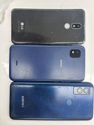 LOT OF 3 PHONES FOR PARTS LG K40, INNOVATE E 5g, WIKO Y60