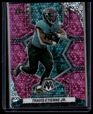 2022 Panini Mosaic #90 Travis Etienne Jr. Mosaic No Huddle Pink #/20