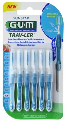 3x GUM TRAV-LER  Interdentalbürste 1,6mm türkis 3x 6 St. Zahnzwischenraumbürste