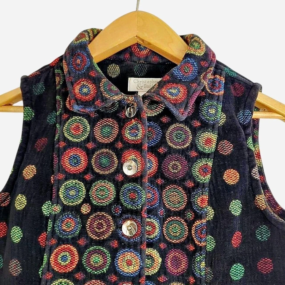 Chaleco de Colección Y2K Christopher & Banks Punto Arco Iris Pequeño Funky Retro Pequeño Foto 3 de 4
