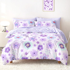 - Floral Bedding Set for Girls, Colorful Botanical Flower Aesthetic Style, Soft