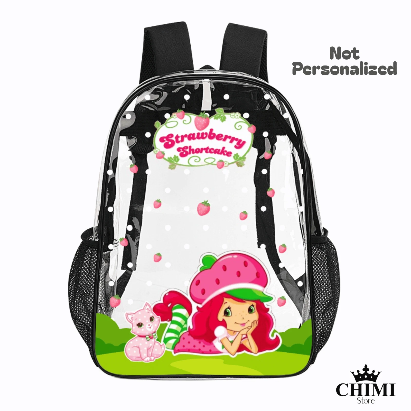 Custom Clear Backpack Strawberry Shortcake with Name – Kids School Bag