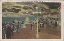 PM 1927 Atlantic City Heinz's Pier Night Scene Postcard c1920s  NJ