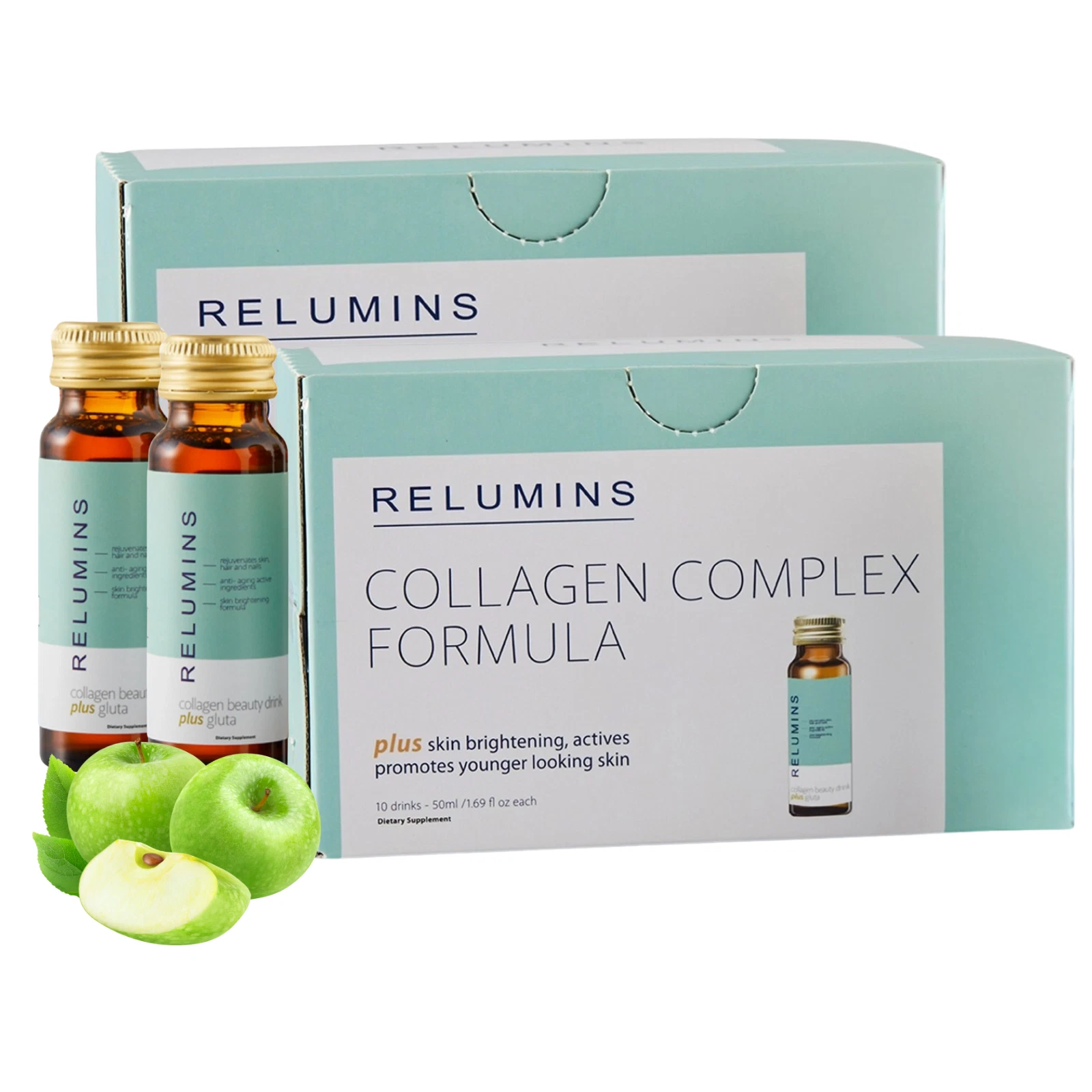 Relumins Advance Rejuvenating Collagen Beauty Drink Apple Flavor 2 Boxes x 50 ML