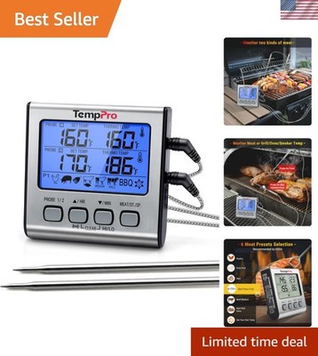 Battery-Powered Digital Meat Thermometer with High/Low Alarm for Perfect Cooking