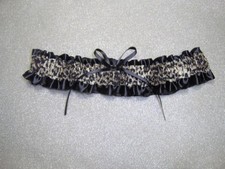 Leopard  black satin All sizes New wedding bridal toss keepsake garter