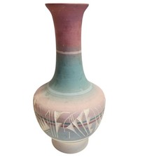 Vintage Signed Navajo Southwestern Hand-Painted Pastel Vase Made in the USA READ