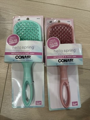 2 PACK Conair Allbrush Hello Spring Detangle & Fast Dry Vented Hairbrush