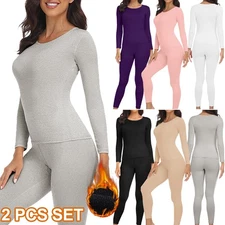 Women's Ultra Soft Warm Thermal Top & Bottom Base Layer Underwear Set Sports Top