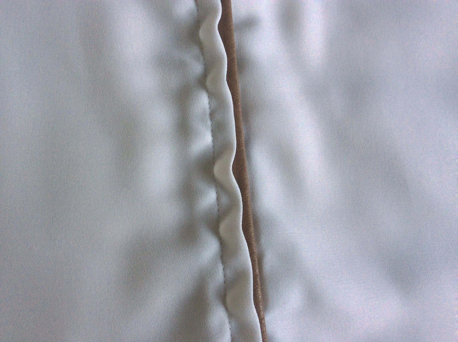 ZARA Basic White Smart Top With Stylish Taupe Lea… - image 2