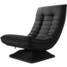 Sessel Wohnzimmer Verstellbare Rückenlehne, 360° Drehbar Gemütlicher Cord Black