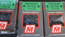 Midwest Fastener 09267 Masonry Screw, 1/4 in Dia, 1-3/4 in L, Steel, 3 BOXES
