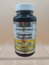 Amazing Formulas Chromium Picolinate 1000mcg Tablets Supplement 120 Ct BB 08/27