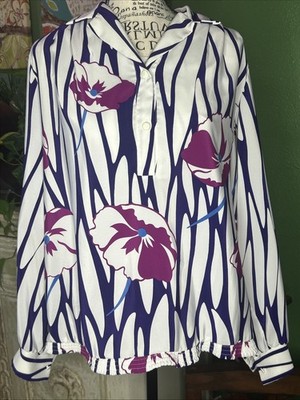 Vtg Statement Geometric Blouse XS Artsy Gaudy Ugly Granny Funky