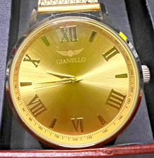 Gianello Mens GNL7710YG Gold Mesh 42mm Tachymeter Bezel Watch