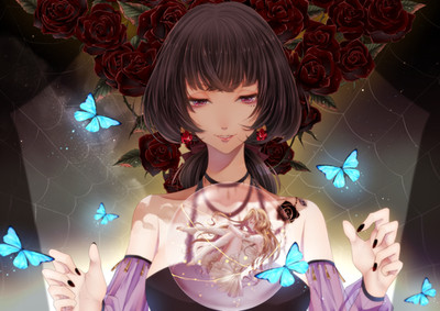 Anime Long Hair Brunette Spiderwebs 11x17 Poster