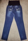 Planet Motherhood L (12/14) Demi Panel Jeans Med Wash Thick Embroidery Stitching — photo 1